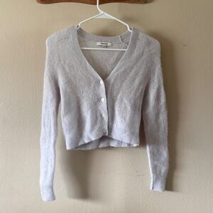 Madewell Purple Grey Alpaca Blend Cropped Cardigan Sweater Balletcore size M